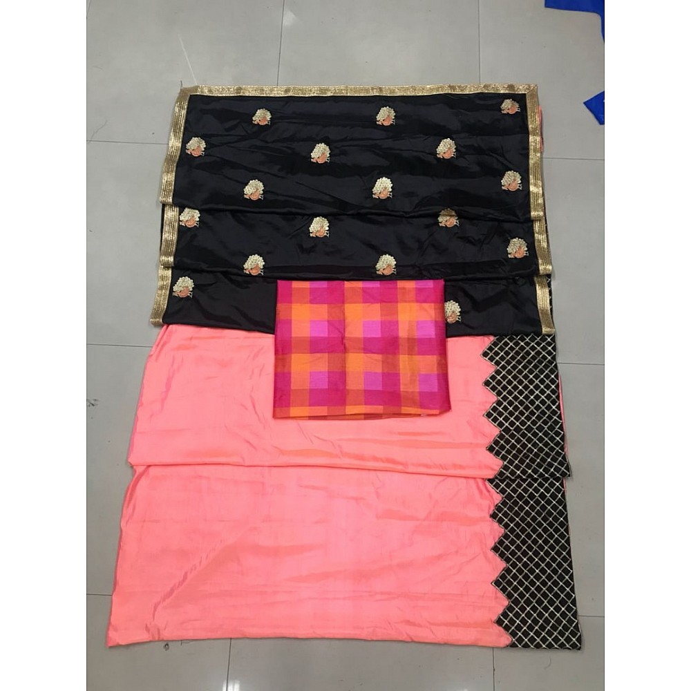 black and orange paper silk partywear saree