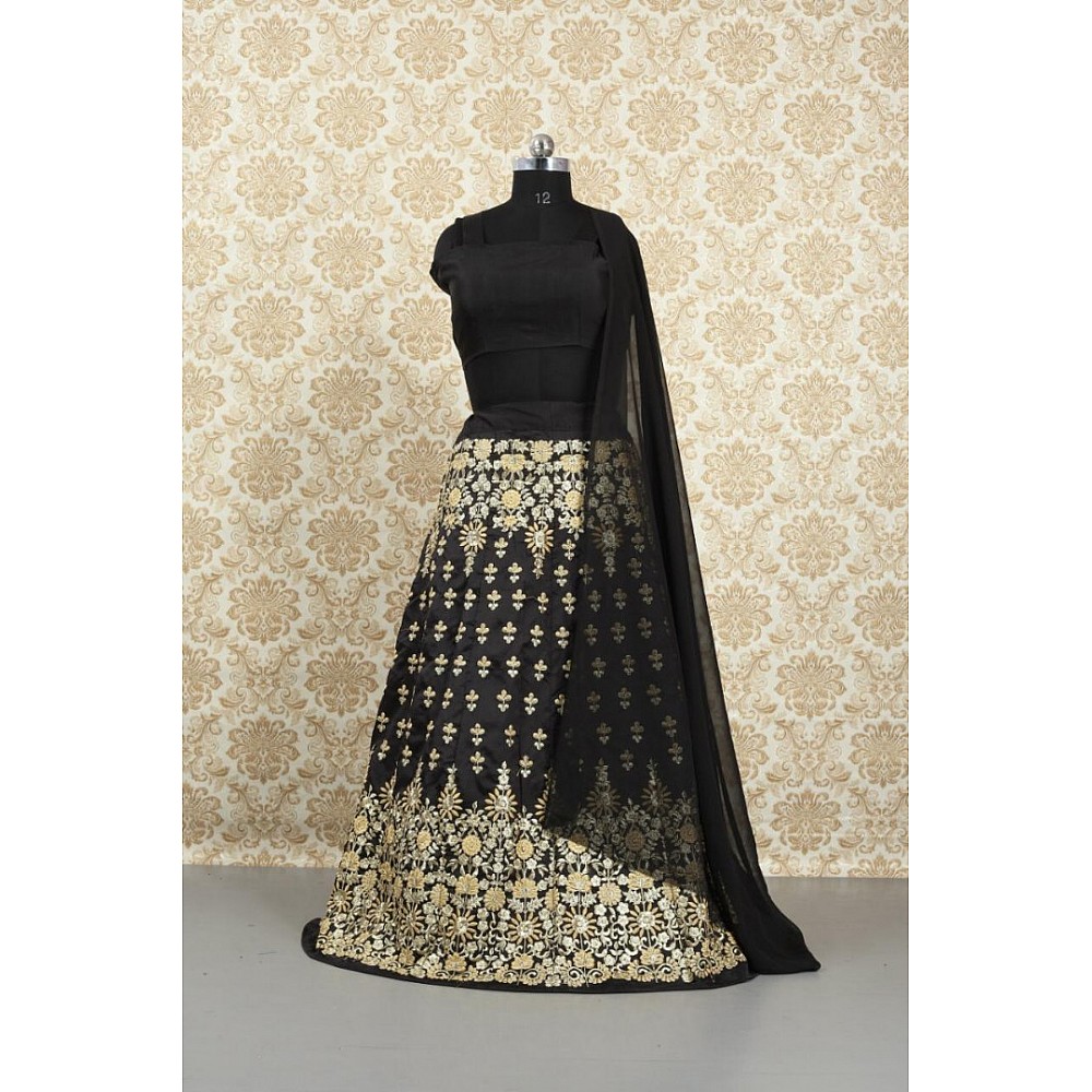 Black banglory silk heavy embroidered wedding lehengha