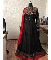 Black Georgette beautiful embroidered partywear gown with printed inner