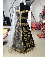 Black tapeta silk beautiful embroidered wedding lehenga