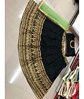 black tapeta silk embroidered wedding lehenga