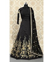 Black tapeta silk embroidered wedding lehenga