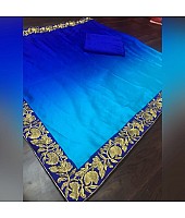 blue rangoli silk embroidered border partywear saree