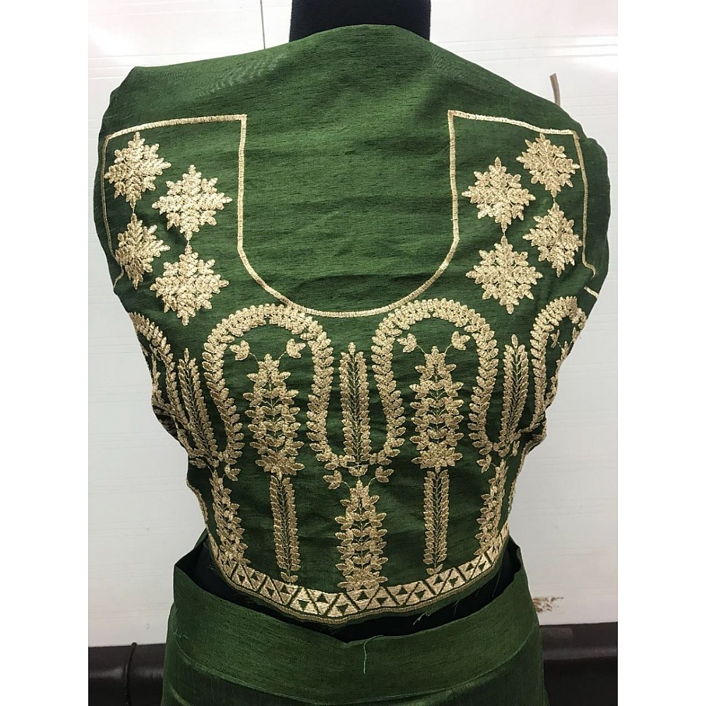 green banglory silk resham and zari thread work embroidered wedding lehenga