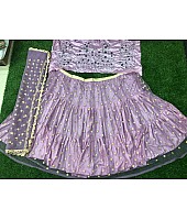 purple mono net embroidered wedding lehenga