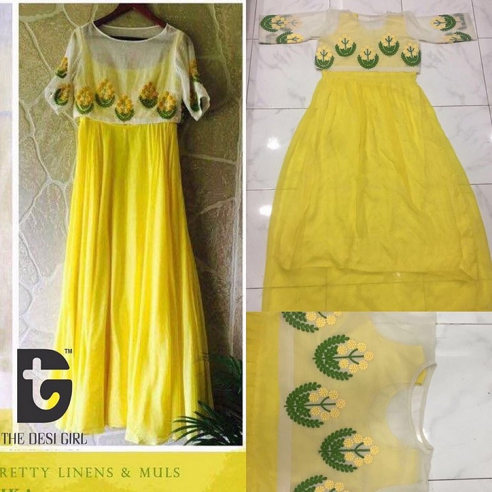Stylist Yellow embroidered Ceremonial Gown