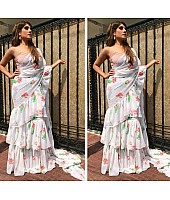 white printed georgette beautiful partywear saree