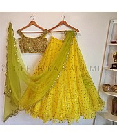 yellow Georgette sequence embroidered lehenga