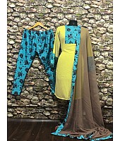 yellow masali cotton printed chudidar salwar suit