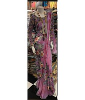 Beautiful pure digital 3d printed georgette designer saree with moti lace