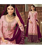 heavy faux georgette embroidered plazzo salwar suit