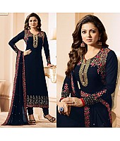 Black multicolor threadwork designer churidar salwar suit