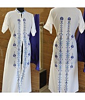 Blue and white partywear indowestern lehenga