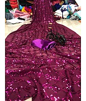 Purple georgette sequence embroidery partywear saree