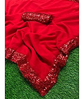 Red georgette sequence work partywear saree