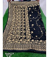 Stylist black georgette heavy embroidery ceremonial saree
