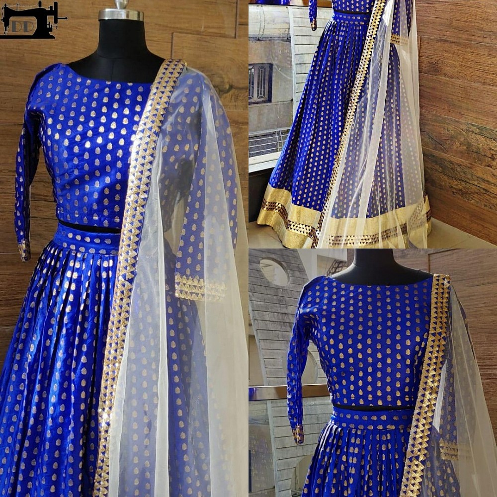 Blue heavy banarasi silk ceremonial lehenga  choli