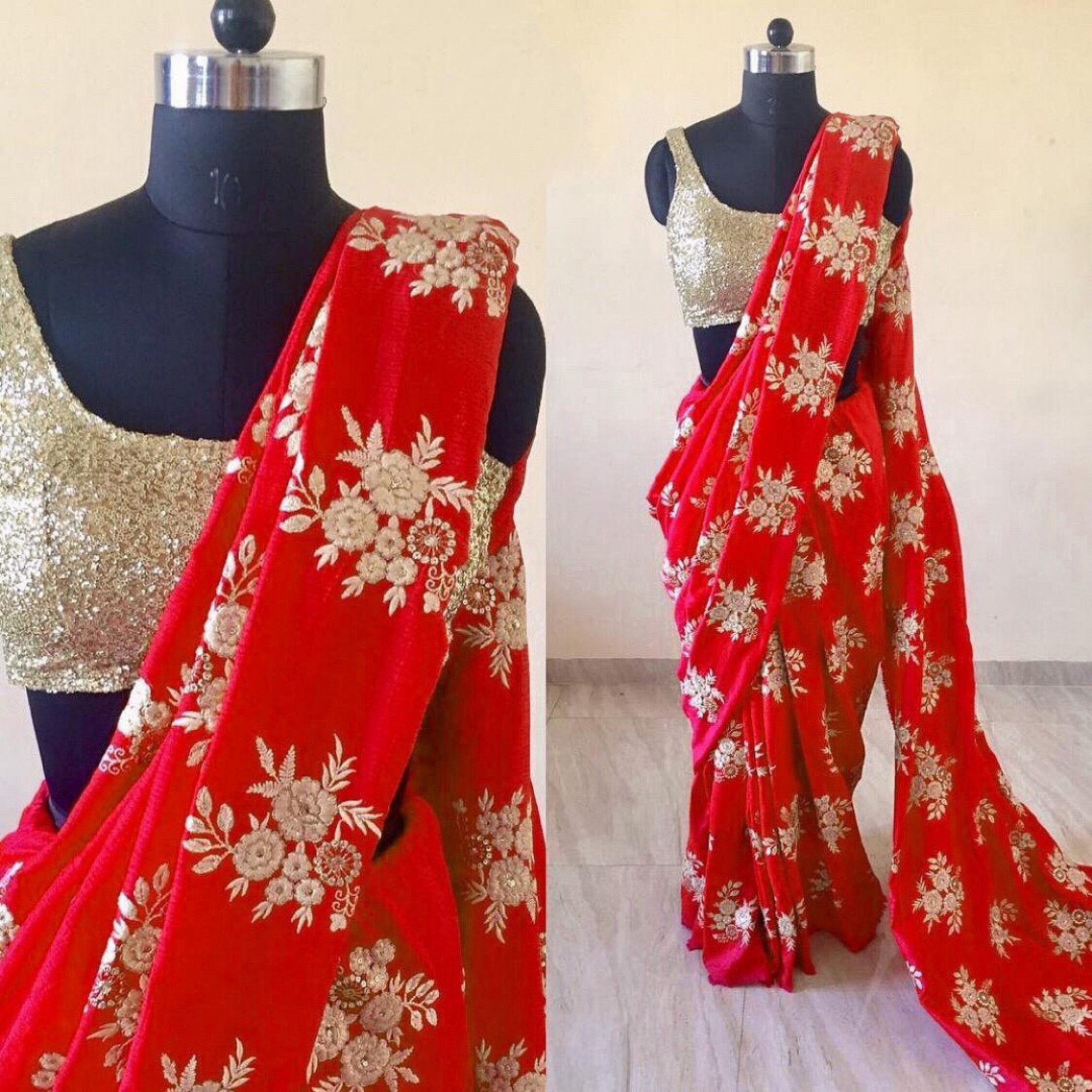 Saree : Designer heavy embroidered pure barfi soft silk wedding ...