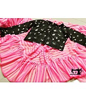 stylist soft georgette baby pink ruffle partywear saree