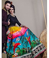 Gorgeous printed multicolor hand work bridal lehenga