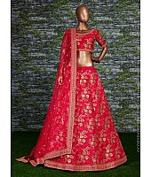 Red thai silk heavy zari and sequence worked designer bridal lehenga choli