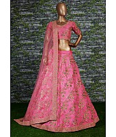 Baby pink thai silk heavy zari and sequence worked designer bridal lehenga choli