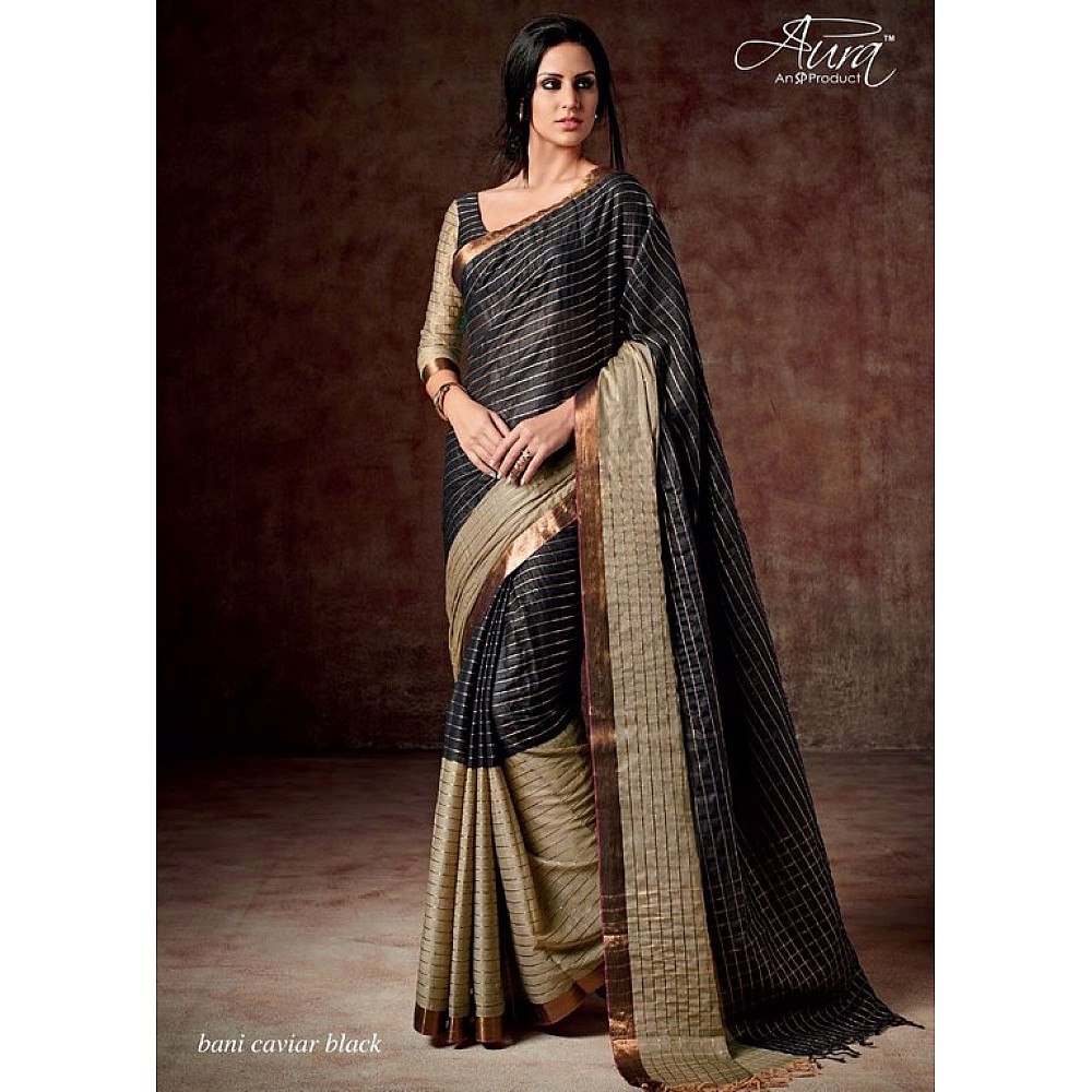 Aura Cotton silk black saree