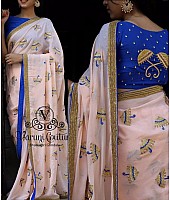 baby pink Georgette embroidered festival wear saree