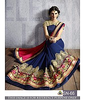 Beautiful embroidered blue georgette wedding saree