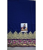 Beautiful embroidered blue georgette wedding saree