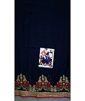 Beautiful embroidered blue wedding saree