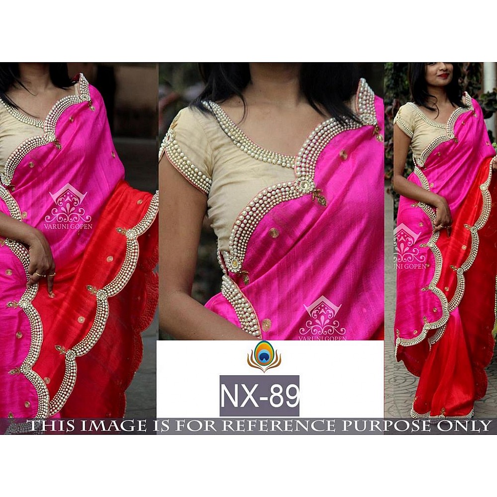 Beautiful embroidered pink ceremonial saree