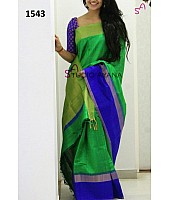 Beautiful Green & Blue Printed Wedding Saree
