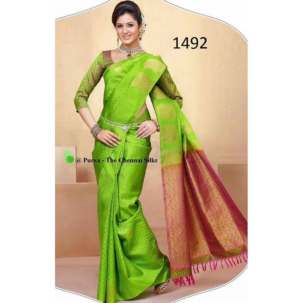 Beautiful Green Printed Ceremonial Saree