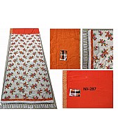 Beautiful multicolor thread work designer orange saree