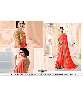 Beautiful neon orange embroidered partywear saree
