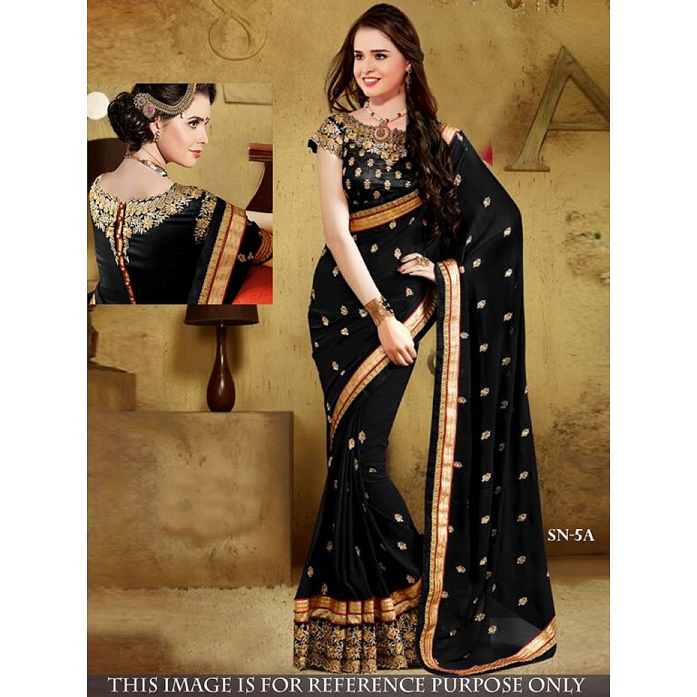 Beautiful partywear embroidered black saree