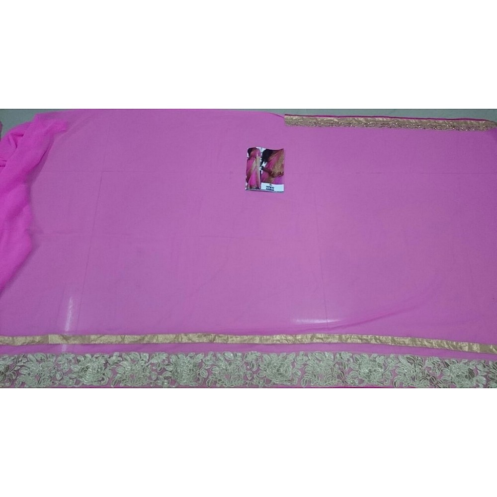 Beautiful pink embroidered saree