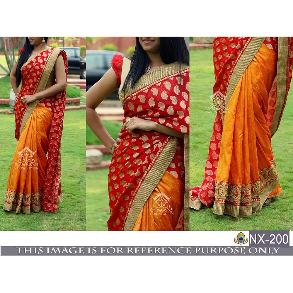 Beautiful red and orange festival saree