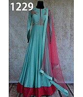 Beautiful Sky Blue Plain Ceremonial Anarkali Suit