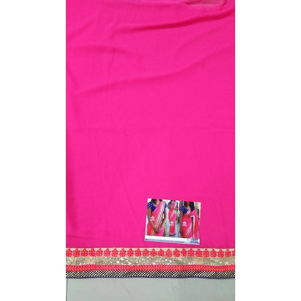Beautiufl pink embroidered wedding saree