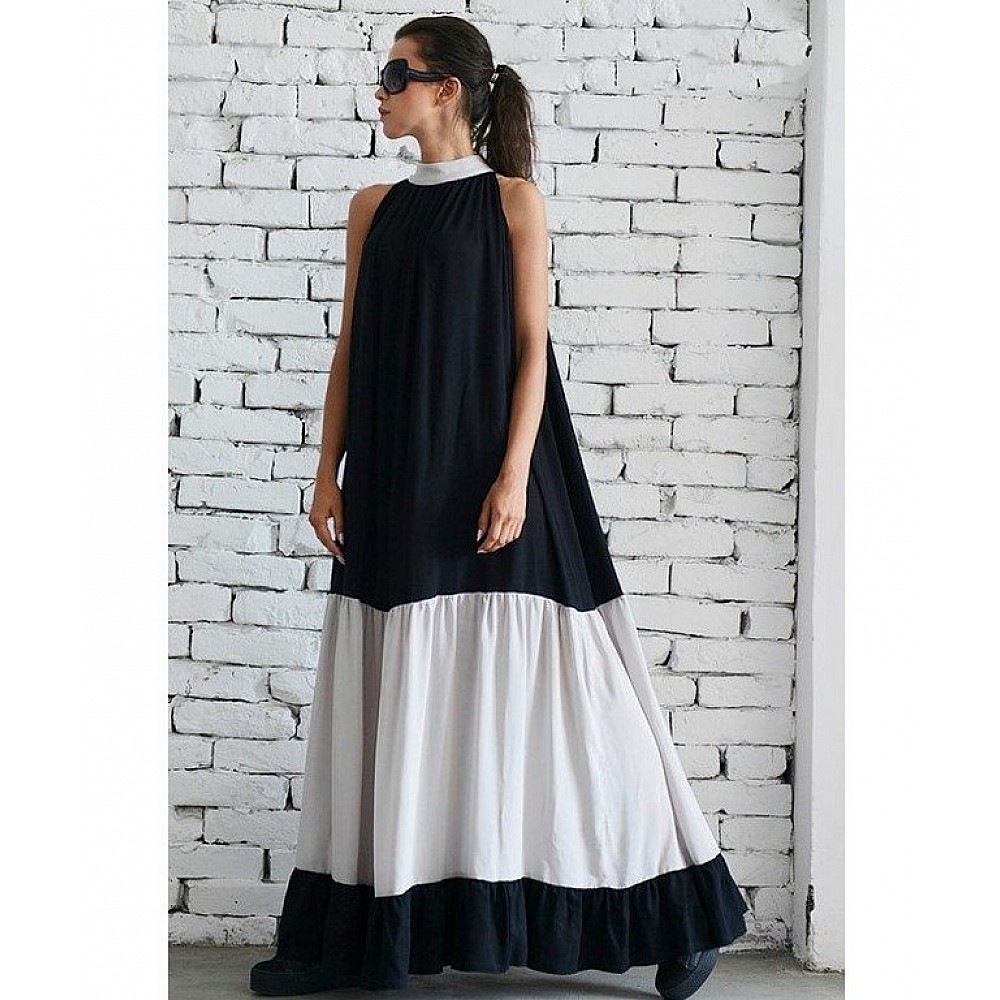 Black and white georgette casual gown