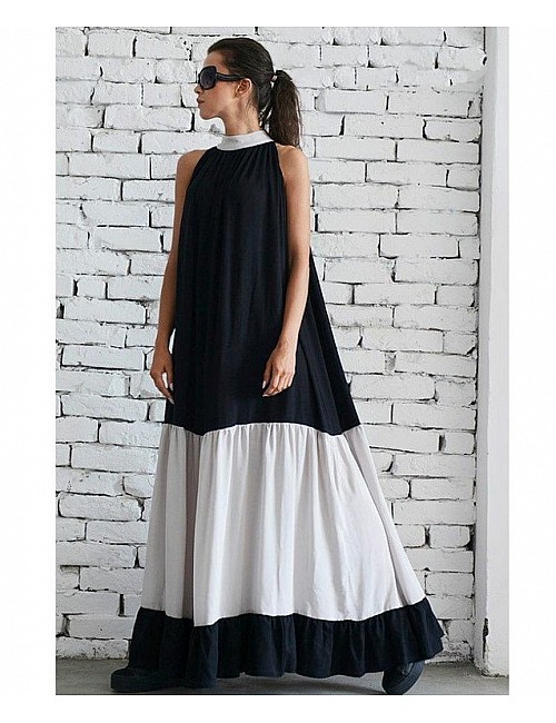 Black and white georgette casual gown