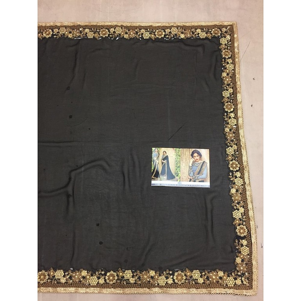 Black georgette silk partywear saree with fancy emboridered blouse