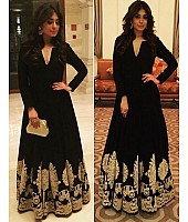 black heavy banglori embroidered partywear bollywood gown