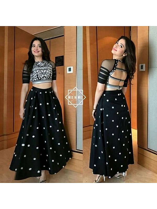 Buy Party Wear Lehenga - Black & White Self Thread Sequins Lehenga Choli –  Empress Clothing