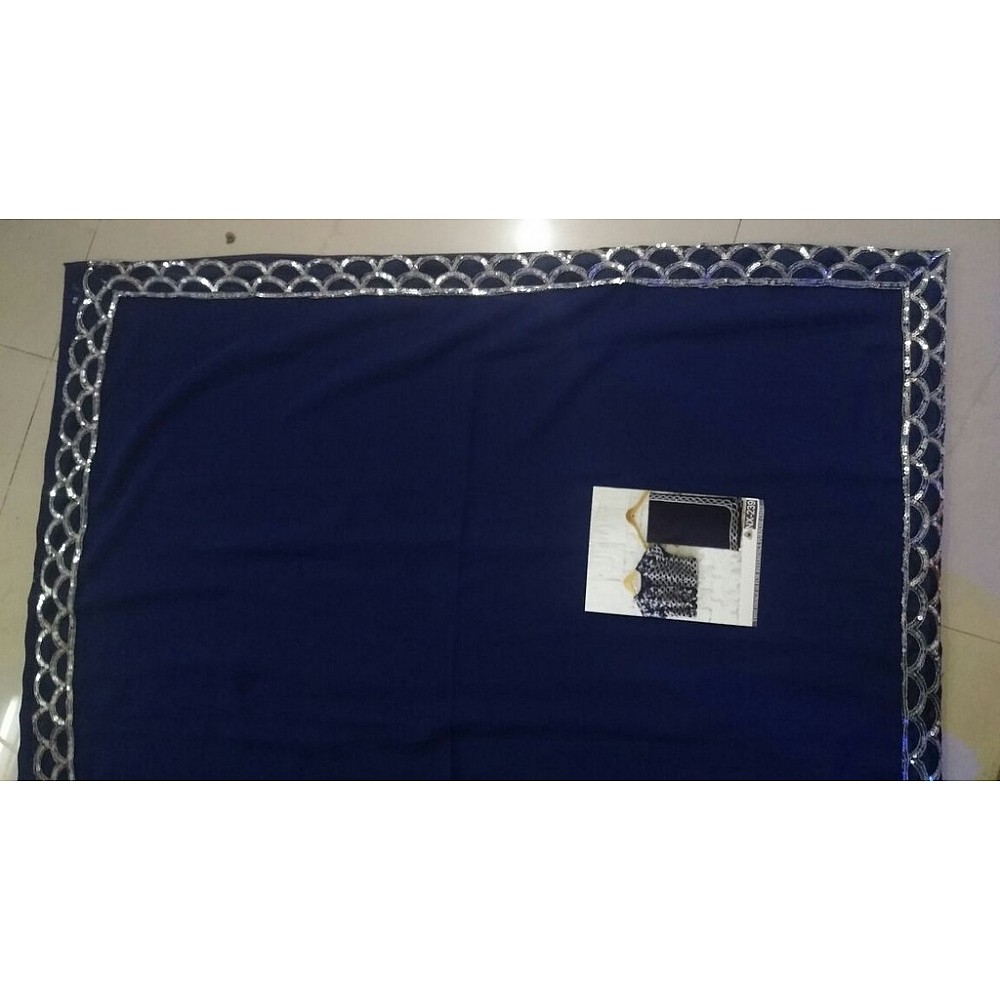 Blue georgette embroidered partywear saree