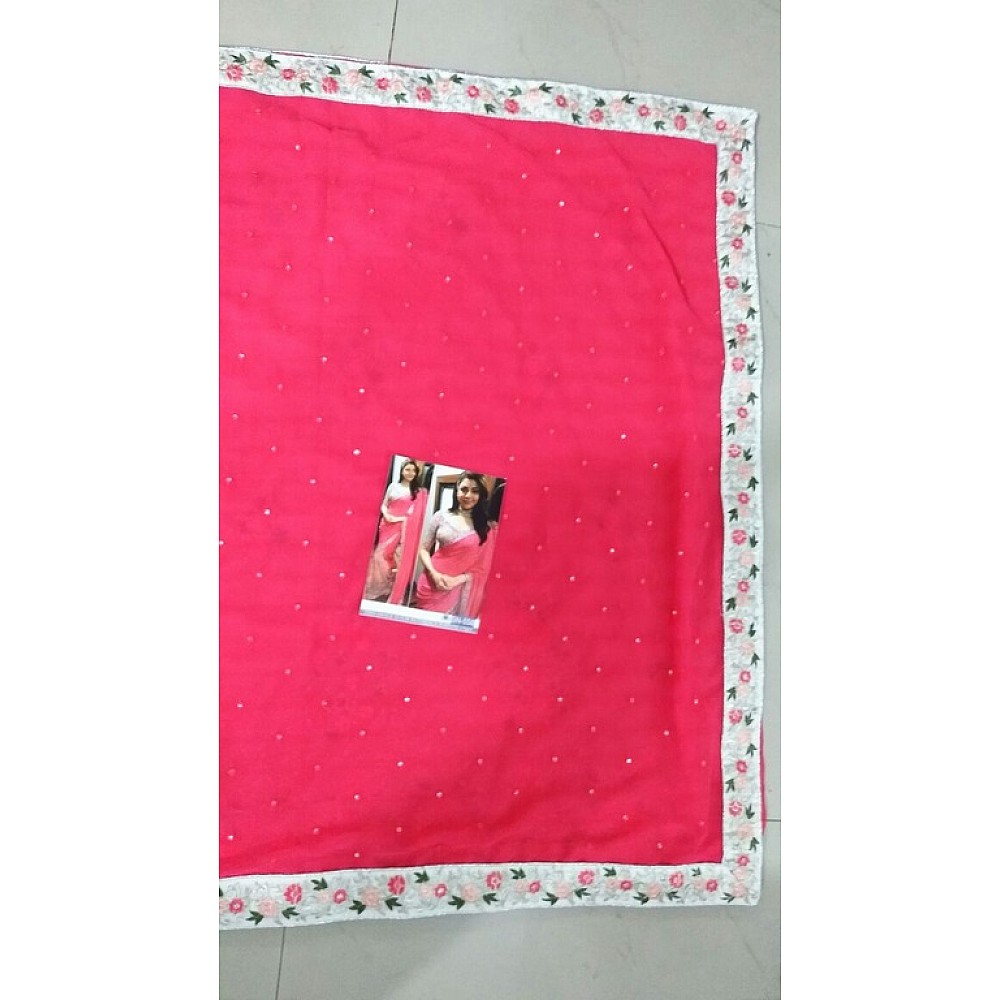 Bollywood pink embroidered wedding saree