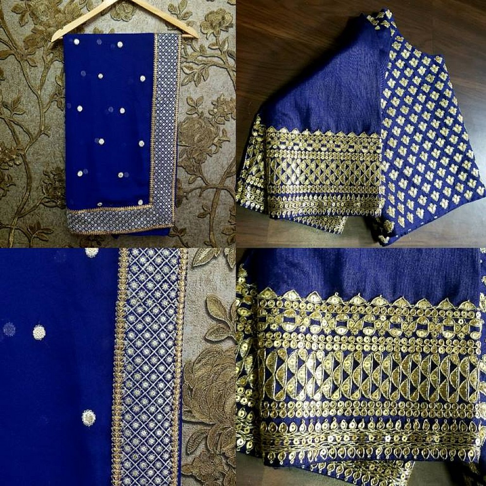 bollywood style butti work blue saree