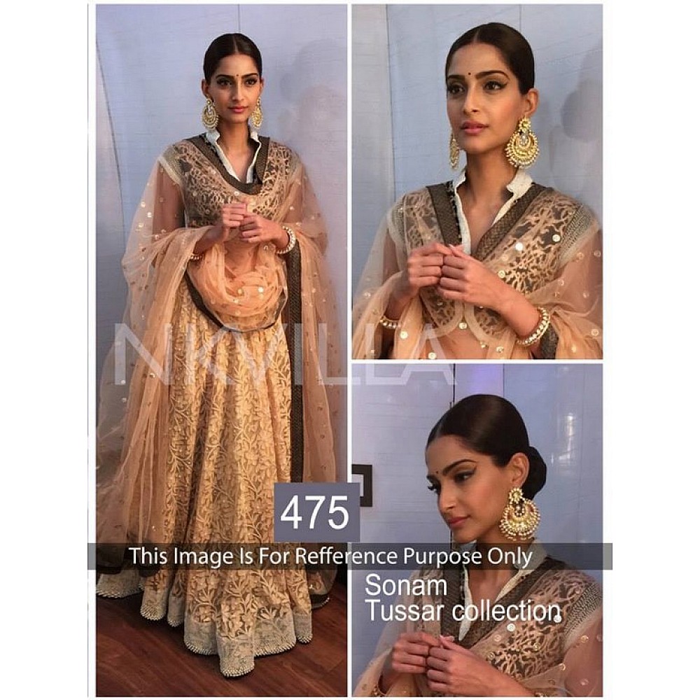 Bollywood style designer cream embroidered wedding lehenga